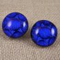 Dichroic Earrings Blue Round Cobalt Bubbles Textured Post or Clip 1/2" 12mm - D