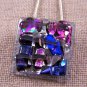 Dichroic Fused Glass BIG PENDANT PIN COMBO Pink Purple Lavender Shards on Square