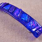 Dichroic Hair Barrette 3.5" 9cm Cobalt Blue Fused Glass Textured Teal Purple
