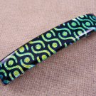 Dichroic Hair Barrette 3.5" 9cm Yellow Gold Black Rings Spiral Coils Fused Glass