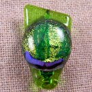 DICHROIC Pin Fused Glass Lime Green Gold Abstract Traingle Shard Small 1" Brooch