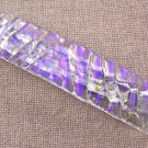Dichroic Hair Barrette 3.5" / 9cm Clear Purple Opal Fused Glass Rippled Waves