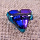 DICHROIC Fused GLASS TIE TACK Flair Purple Teal Blue Formal Wear Chunky Triangle