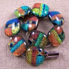 DICHROIC Link Bracelet Copper Red Yellow Gold Fused Glass Patchwork Pattern .75"
