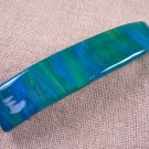 Hair BARRETTE Fused Stained GLASS 3.5" 9cm Turquoise BLUE Green Emerald Swirl