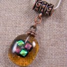 DICHROIC Fused Glass Golden Amber Copper Orange Pewter PENDANT Slide Discount