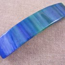 Hair BARRETTE Fused Stained GLASS 3.5" 9cm Medium BLUE Green Vintage Sandy Swirl