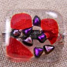 DICHROIC Fused Glass Ruby Red Pink Purple Shard Small 1" Brooch Pin Bargain SALE