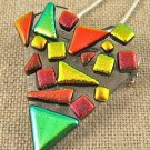 Dichroic Fused Glass HEART PENDANT PIN COMBO Copper Gold Orange Chip Shard Chips