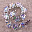 DICHROIC Link Bracelet Clear Layered Triangle Diamonds and Ice Fused Glass .75"
