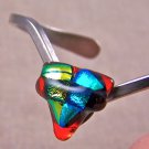 Dichroic V Cuff Bracelet ADJUSTABLE Red Gold Teal Triangle Fused Glass 1/2" 12mm