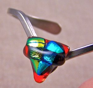 Dichroic V Cuff Bracelet ADJUSTABLE Red Gold Teal Triangle Fused Glass 1/2" 12mm