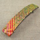 Dichroic Hair Barrette 3.5" 9cm Copper Red Orange Fused Glass Ripple Wavy Waves