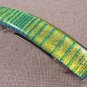 Dichroic Hair Barrette 3.5" / 9cm Gold Yellow Fused Glass Striped Reed Texture
