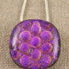 Dichroic Fused Glass Hot PINK Magenta Fuchsia PENDANT & PIN COMBO Bubble Texture