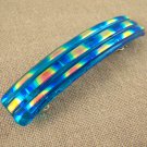 Dichroic Hair Barrette 3.5" 9cm Aqua TURQUOISE Fused Glass Copper Orange Sunset