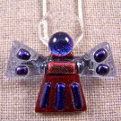 Dichroic Fused Glass ANGEL Clear Red Purple PENDANT PIN COMBO Grape Red Accents