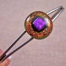 Dichroic Cuff Bracelet ADJUSTABLE Copper Orange Pink Purple Fused GLASS .5" 12mm