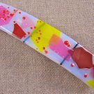 Hair BARRETTE Fused Stained GLASS 3.5" 9cm WHITE Pink Red Gold Fracture Confetti
