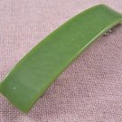 Fused GLASS Hair BARRETTE 3.5" 9cm Army Olive GREEN Stained Glass Simple Basic