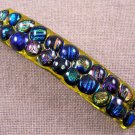 Dichroic Hair Barrette 3.5" 9cm Amber Fused Glass Textured Rainbow Bumpy Layer