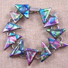 DICHROIC Link Bracelet Metallic Multicolor Fused Glass Layered Triangle Shards