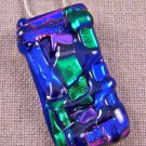 Dichroic Fused Glass BIG PENDANT PIN COMBO Cobalt Purple Teal Blue Green Shard