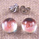 Tiny DICHROIC Post EARRINGS 1/4" 7mm Clear Golden Copper Peach Fused GLASS STUDS