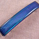 Dichroic Hair Barrette 3.5" / 9cm Emerald Green Fused Glass Striped Reed Texture