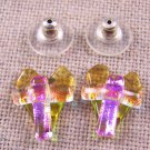 DICHROIC Post EARRINGS Heart & Cross Amber & Opal Pink Golden Copper GLASS STUDS