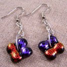 Dichroic Glass Earrings Violet Cobalt Orange 1/2" Dangle Surgical French Wire