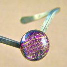 Dichroic V Cuff Bracelet ADJUSTABLE Pink Magenta Striped Fused Glass 1/2" 12mm