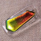DICHROIC Fused Glass Gold Copper Sunset Small 1" Brooch Pin Tie Dye Patterned