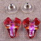 DICHROIC Post EARRINGS Heart & Cross Ruby Red Opal Pink Golden Copper GLASS STUD