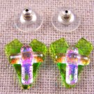 DICHROIC Post EARRINGS Heart & Cross Green Opal Pink Golden Copper GLASS STUD