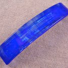 Hair BARRETTE Fused Stained GLASS 3.5" 9cm Deep Cobalt BLUE & Clear Water Swirl