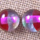 Tiny DICHROIC Post EARRINGS 1/4" 7mm Clear Moonstone Red Pink Fused GLASS STUDS