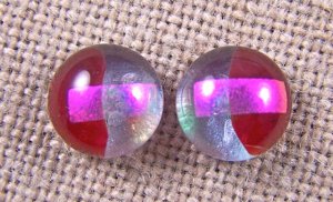 Tiny DICHROIC Post EARRINGS 1/4" 7mm Clear Moonstone Red Pink Fused GLASS STUDS