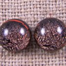 Tiny DICHROIC Post EARRINGS 1/4" 7mm Brown ORANGE Rusty Red Fused GLASS STUDS