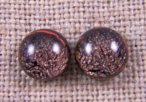 Tiny DICHROIC Post EARRINGS 1/4" 7mm Brown ORANGE Rusty Red Fused GLASS STUDS