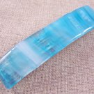Hair BARRETTE Fused Stained GLASS  Cloudy Sky Blue Aua Streaky Swirl 3.5" 9cm