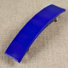 Fused GLASS Hair BARRETTE 3.5" 9cm True Royal Cobalt BLUE Stained Glass Basic