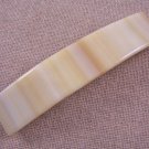 Hair BARRETTE Fused Stained GLASS 3.5" 9cm Tan Off White Beige Neutral Striped