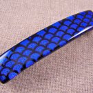Dichroic Hair Barrette 3.5" 9cm Cobalt BLUE Black Waves Ocean Sea Fused GLASS