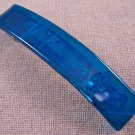 Fused GLASS Hair BARRETTE 3.5" 9cm Marine Sea BLUE Transparent Stained Glass