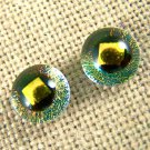 Tiny DICHROIC Post EARRINGS 1/4" 7mm Clear Golden Yellow Fused GLASS STUDS