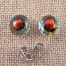 Tiny DICHROIC Post EARRINGS 1/4" 7mm Clear COPPER ORANGE Gold Fused GLASS STUDS