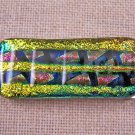 DICHROIC Fused GLASS Men Money Clip Gold Bronze Black Tie Dye Stripe Formal Wear