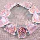 DICHROIC Link Bracelet Transparent Orange Glow Striped Texture Fused Glass .75"