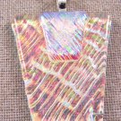 DICHROIC Fused Glass Silver PENDANT Slide Copper Orange Teal Gold Ripple Texture